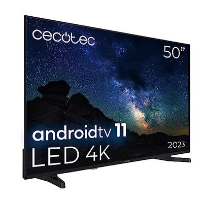 Cecotec TV LED 50" Smart TV Serie A2 ALU20050S. 4K UHD, Android 11, Design Senza Cornice, MEMC, Dolby Vision e Dolby Atmos, HDR10, 2 Altoparlanti da 10W, Modello 2023