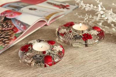 Pack of 6 Dreamlight, Tealight candle holder, Ufo Medium, Dreamcatcher motif, Glass, black, PU 6, H. 5 cm, D. 12 cm