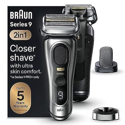 Braun Serie 9 Pro + Afeitadora Eléctrica Barba, Cabezal ProComfort, Base De Carga, Wet & Dry, 9557s, Plata