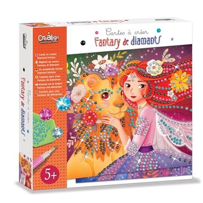 Créa Lign - Coffret Loisir Créatif pour Enfant - Cartes à Créer - Fantasy de Diamants, orange