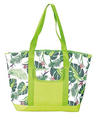 Idena 30196 - Nevera portátil Tropical con 14 litros de Capacidad, Aprox. 45 x 12 x 32 cm, con Dos Asas, Bolsillo Delantero y Cremallera, Ideal para Picnic, Vacaciones y Camping