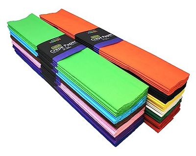 Bright Ideas Bumper Assortment, 50cm x 2m Pack of 50 Folds Not Colourfast or Acid Free DIY Flower Making Crepe Paper, Crepe Paper Sheets for Gift Wrapping and Floral Artwork Wrinkle Texture
