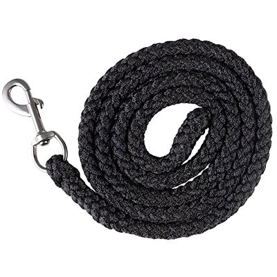 PFIFF Longe avec Mousqueton en Tricot uni Noir 200 cm 102963