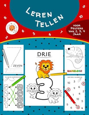 Leren Tellen voor Peuters van 2, 3, 4 Jaar: Voorschoolse Wiskunde Activiteitenboeken voor Kinderen van 2-4 jaar, Getallen van 1 tot 10, Werkboek voor de Kleuterschool