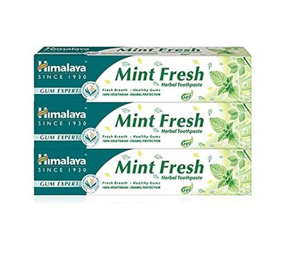 Himalaya Pasta do Zębów Gum Expert - Mint Fresh Długotrwały Świeży Oddech, Ziołowa Formuła, Ochrona przed Szkodliwymi Bakteriami i Tworzeniem się Płytki Nazębnej, 75 ml (3 PACK)