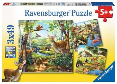 Ravensburger - Puzzle com design de animali, 3 x 49 peças (09265 9)
