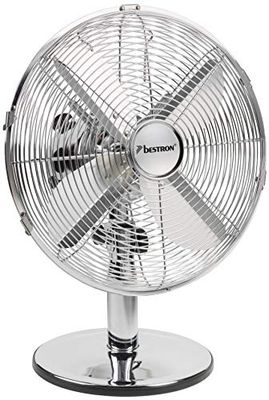 Bestron Mobiele tafelventilator Ø 35 cm, designventilator met 3 snelheden en 75° oscillatiefunctie, hoogte: 35 cm, 35 W, DFT35CH, kleur: chroom