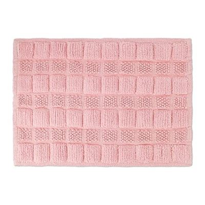 Relaxdays Cotton, 60 x 40 cm, Non-Slip, Washable, Bath Mat, Rectangular, Prink