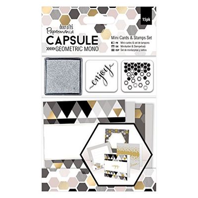 hantverk kapsel geometrisk minikort & frimärken set, mono (paket med 15)