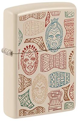 Zippo Lighter, Metal, Flat Sand-Tribal Symbol, One Size
