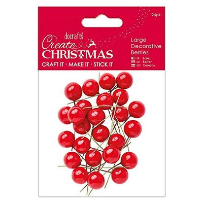 Papermania- Decorazione Decorativa a Forma di Bacche, Colore Rosso, Large, PMA 356935