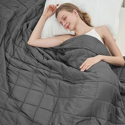 Weighted Blanket for Adults (20lbs, 60"x80" Queen Size) - Cooling and Breathable Heavy Blanket for 130-220lbs with Premium Glass Beads - Soft Thick Blanket for All-Season Sleeping Comfort - Grey