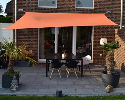 Peddy Shield Floracord 06-77-07-49 vierkant zonnezeil met regenbescherming 3 x 4 m inclusief accessoires met duurzame elastische spanbanden, terracotta, PSM06770749, oranje