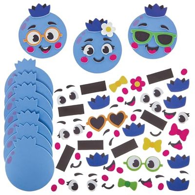Baker Ross FN502 Blueberry Mix & Match Magnet Kits - Pack of 10, Foam Arts and Crafts Decoration Kits for Kids
