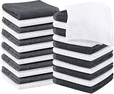 Utopia Towels UT1041, Set di asciugamani in 100% cotone filato ad anelli, altamente assorbenti e morbidi (confezione da 24, grigio, bianco)