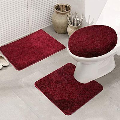 ele ELEOPTION Set van 3 antislip badmatten en toiletmat, sneldrogend, zacht, waterabsorberend, 50 x 80 cm