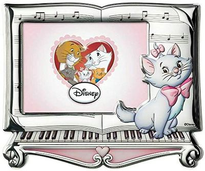 VALENTI & CO. Disney Baby - De Aristocats Premium-collectie - Fotolijst voor de tafel van zilver met details kat Minou in 3D-kleuren voor de slaapkamer van baby's of kinderen, zilver