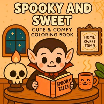 Spooky and Sweet Cute & Comfy Coloring Book: 50 Cozy and Cute Spooky Scenes Featuring Vampires, Ghosts, and More for Kids and Adults