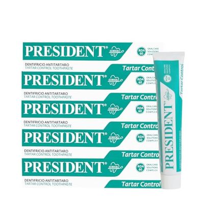 President KIT 5 DENTIFRICIO ANTI TARTARO. Contrasta la formazione di placca e carie. Alito fresco. RDA 60. 5x75ml