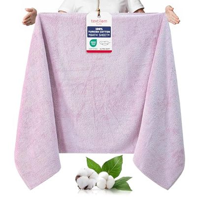 TEXTILOM Oversized Bath Sheet, 100% Luxury Cotton, Extra Large Bathroom Towel, Quick Dry&Highly Absorbent&Soft and Washable Towels, Premium Hotel Quality, Spa Style, 102x203 cm - Lilac