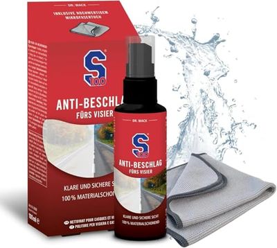 Dr. Wack - S100 Spray Anti-buée 100 ML y Compris Chiffon Microfibre - Empêche la Formation de buée sur Les visières et Les Masques de Moto - Efficace Longtemps et respecte Tous Types de visières