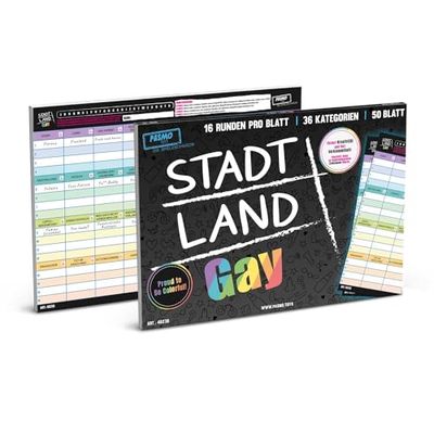 CRAZE PASMO Stad Land Gay A4 gezelschapsspel, speciale editie, partyspel met grappige categorieën, feestplezier voor volwassenen
