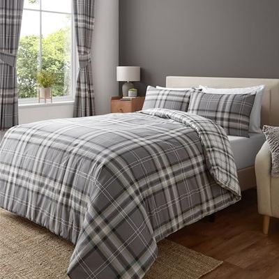 Catherine Lansfield Kelso Cotton Rich Double Dekbedovertrek Set Charcoal
