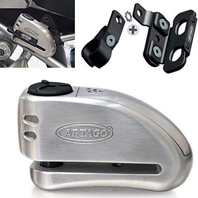 Artago 32S1 Cadeado anti-roubo disco com alarme 120Db alta gama e suporte para Bmw Gs R1250Gs, R1200Gs, F850G, aço inoxidável
