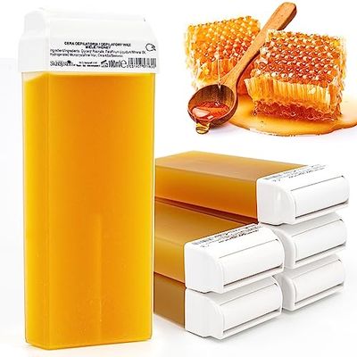 LALILL Cartucce per Ceretta 100ml x 6 - Roll on Ceretta, Cera Rullo Depilatoria - Ricarica Ceretta al Miele - Rulli Wax Honey Depilazione