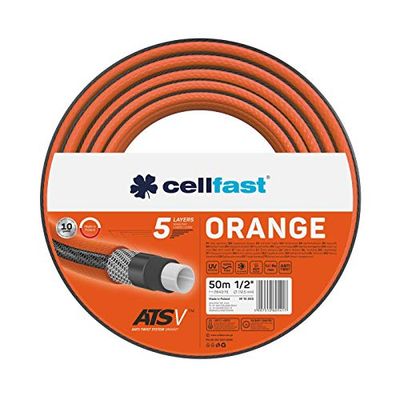 Cellfast ORANGE ATSV™ - Tubo da giardino a 5 strati, resistente ai raggi UV, 24 bar, pressione di scoppio (1/2", 50 m)