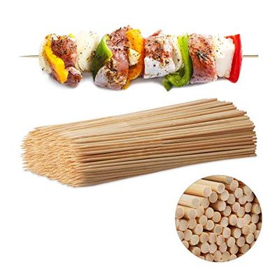 Relaxdays, 30 cm x 4 mm alfinetes para churrasco, espetos para churrasco de madeira, conjunto de 500 picadas de bambu, brilho, trabalhos manuais, castanho