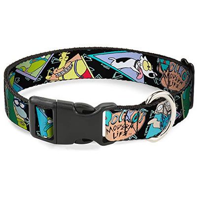 Collier à Clip en Plastique avec Boucle vers Le Bas – Rocko's Modern Life Portraits/Triangles Noir/Bleu