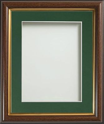 Frame Company Eldridge Mahogany Photo Frame with Bottle Green Mount, 9x7 for 7x5 inch, fitted with perspex