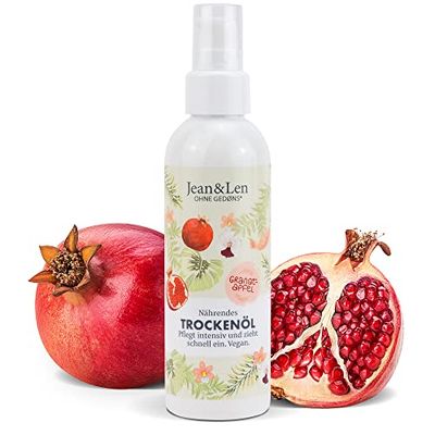 Jean & Len Huile Sèche Nourrissante Grenade, pour Visage, Corps et Pointes de Cheveux, Soin Intense et Absorption Rapide, sans Parabènes ni Silicones, Vegan, 100 ml