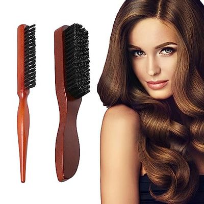 2 Boar Bristle Brushes - Soft Natural Bristles - Large and Small - Hair and Beard Styling