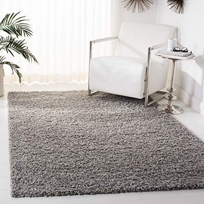 Safavieh Tapis Shaggy pour Salon, Salle à Manger, Chambre à Coucher - Collection Athènes - Poils Longs - Gris Clair - 122 x 183 cm