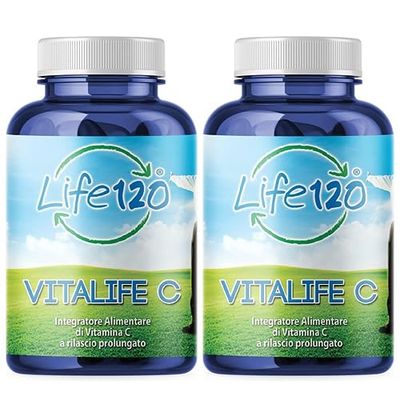 Life 120 Vitalife C - Integratore Alimentare di Vitamina C a Rilascio Prolungato, Protezione delle Cellule dallo Stress Ossidativo e al Normale Funzione del Sistema Immunitario. 2 conf. da 240 Comp.