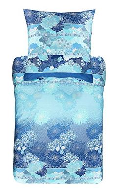 Bassetti 9311773 Madama Butterfly B1 - Juego de Cama (Funda nórdica de 155 x 220 cm y Funda de Almohada de 80 x 80 cm), diseño de Mariposas, Color Azul