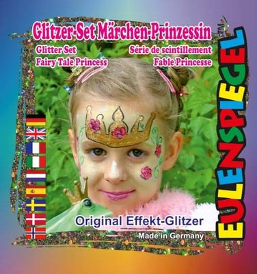 Eulenspiegel 908211 - glittermotiefset sprookjesprinses, 4 x 2 g, glitters, carnaval, Halloween, themafeest