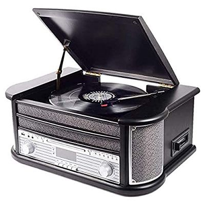 Denver Lecteur de disques vinyles MRD-51BLACK. Radio numérique Dab et FM. Lecteur CD et Cassette. Haut-parleurs 5W. Fonction d'enregistrement. Design rétro. Boîtier en Bois. Noir