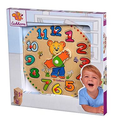 Eichhorn Juguete de Madera - Reloj Puzzle encajables de Madera, 12 Piezas 100005456 (+2 años)
