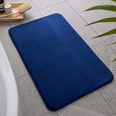 Catherine Lansfield Tapis de Bain antibactérien en Mousse à mémoire de Forme Bleu Marine
