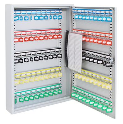 ARREGUI PL100 Armoire à clés 100 crochets réglable| Boite à cléf murale verrouillable en acier | Placard murale pour rangement de 100 clefs | Installation facile fixation mural | 55 x 38 x 8 cm | Gris