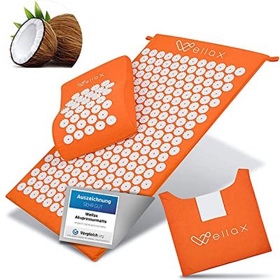 Wellax acupressuurmat met kussen - verlicht specifiek spanning & bevordert circulatie - massagemat in set incl. acupressuurkussen & draagtas