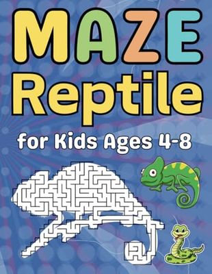 Reptile Gifts for Kids : Reptile Activity Book for Kids Ages 4-8: Fun and Creative Reptile Maze Puzzle Book for Boys and Girls with Solutions