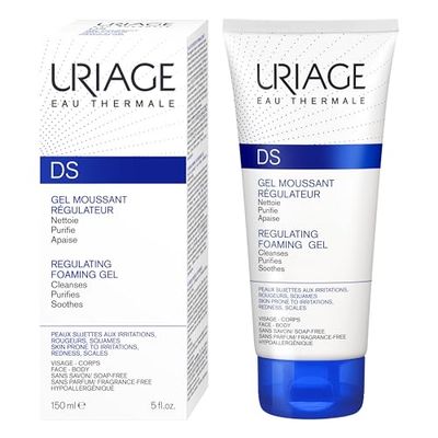 Uriage DS Regulating Foaming Gel 150ml - Cleanses, Purifies, Soothes Skin Prone to Irritations, Redness & Scales - Suitable For Body, Face, Scalp & Hands - Hypoallergenic & Fragrance-Free