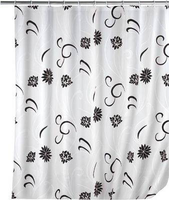 Wenko 19503100 Rideau de Douche Peva Flower Fleur Noir Dimensions 180 x 200 cm