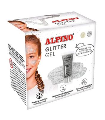 Glitter Gel Alpino Fiesta silverfärg 6 st Unicolor Format | Glitter Gel med transparent bas | Flytande Purpurin färg silver