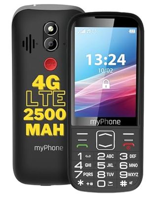 myPhone Halo 4 LTE Téléphone à Touches pour Seniors sans contrat, Double SIM, Grandes Touches et écran 3,5 Pouces, Batterie énorme de 2500 mAh, jusqu'à 16 Jours en Une Seule Charge + Touche SOS