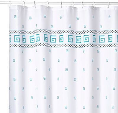 MSV Tenda da Doccia, Tendina Bagno in Poliestere, 180 x 200 cm, Spirale Blu, plastica
